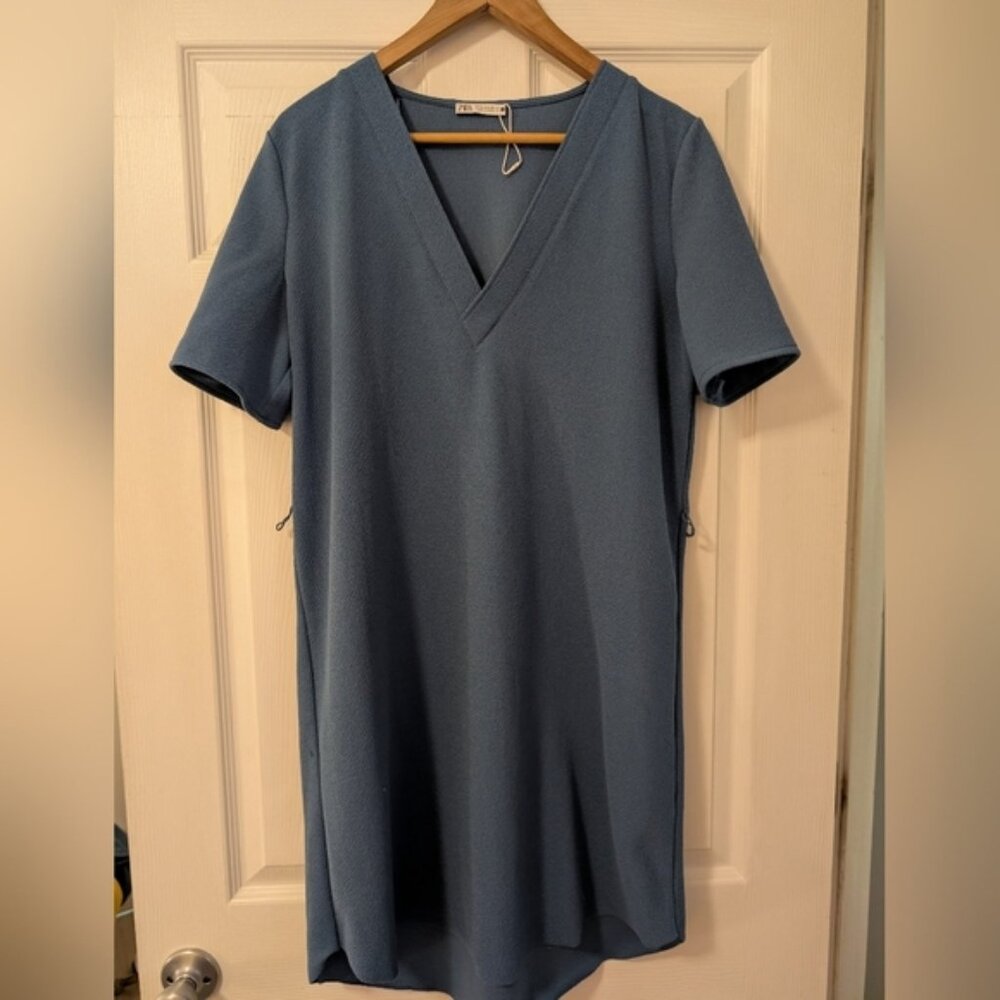 Zara Blue Textured Dress